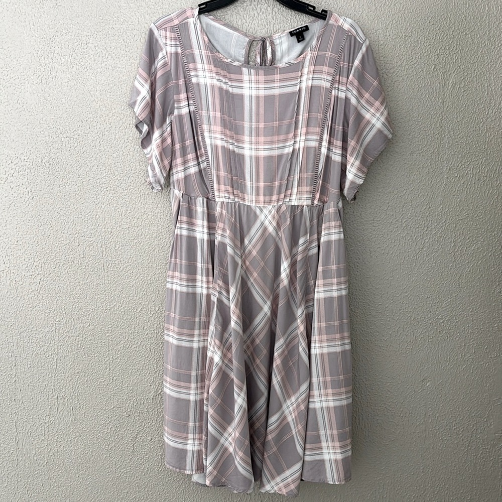 Womens‎ Plus Torrid Challis Skater Dress 1/1X Plaid Fit & Flare with Pockets